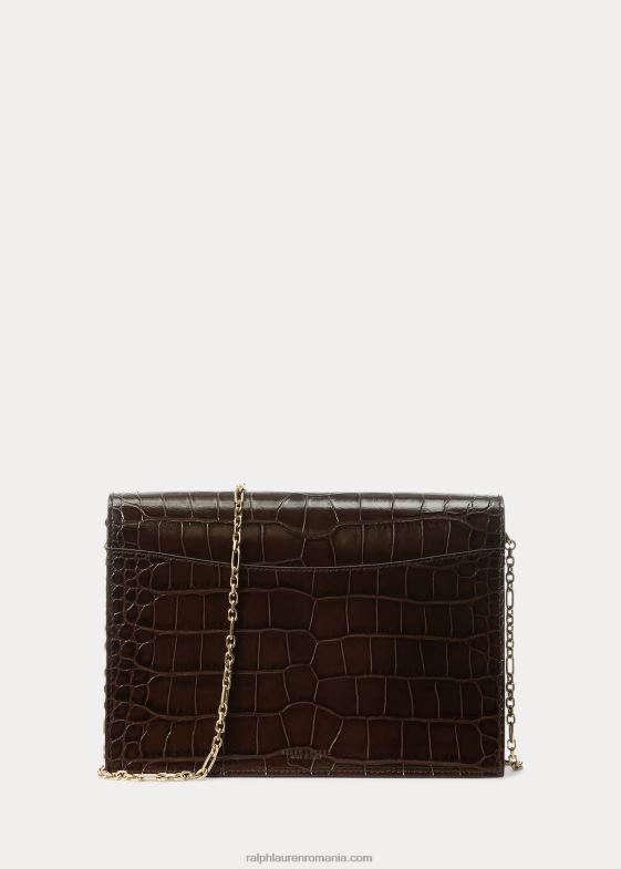 maro inchis femei Ralph Lauren clutch plic cu creasta aligator 046885254