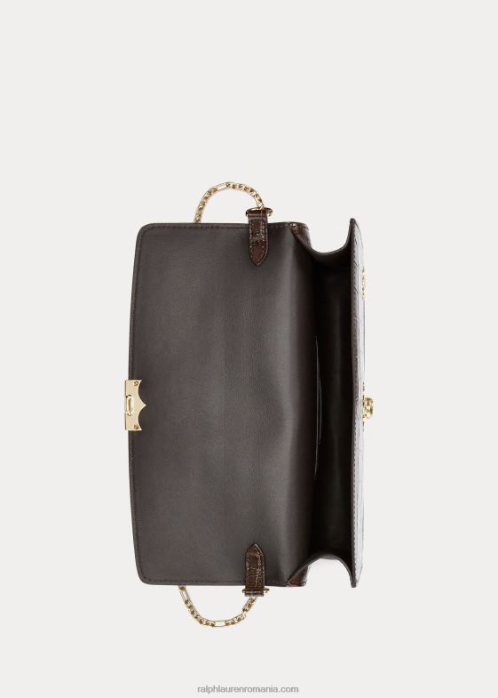 maro inchis femei Ralph Lauren clutch plic cu creasta aligator 046885254