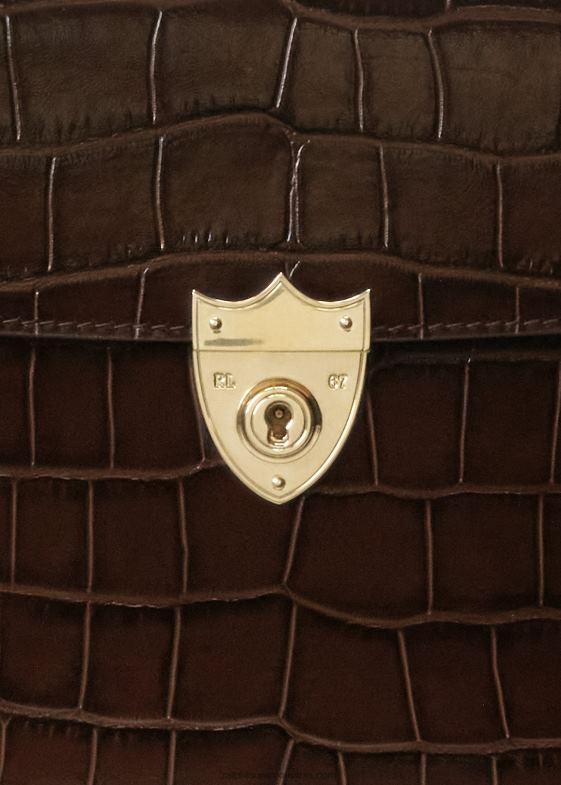 maro inchis femei Ralph Lauren clutch plic cu creasta aligator 046885254