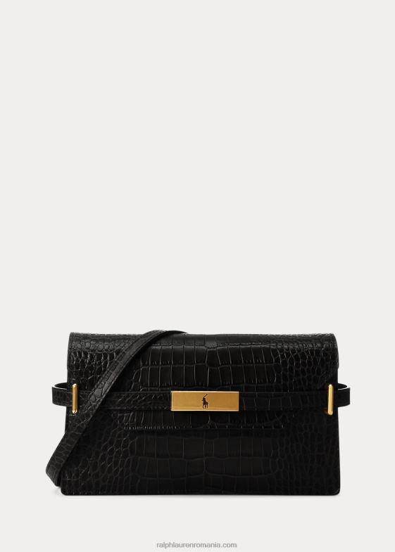 negru femei Ralph Lauren clutch polo id cu relief croco 046885180