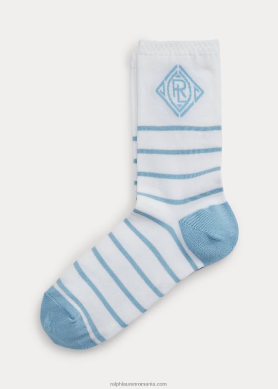 cer albastru femei Ralph Lauren șosete cu logo art deco în dungi 046885498