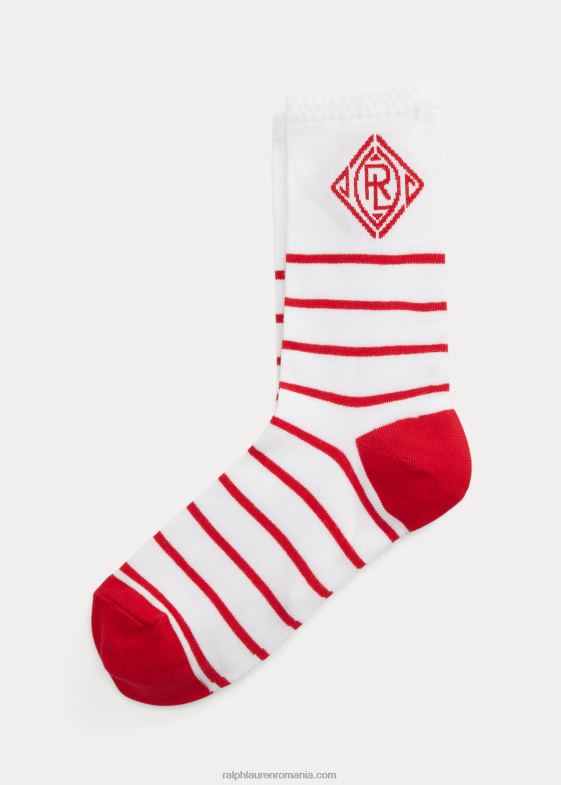 roșu femei Ralph Lauren șosete cu logo art deco în dungi 046885497