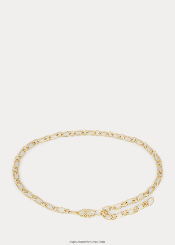 alamă lustruită femei Ralph Lauren centură cu lanț cu logo auriu 046884933