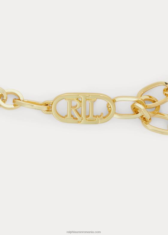 alamă lustruită femei Ralph Lauren centură cu lanț cu logo auriu 046884933