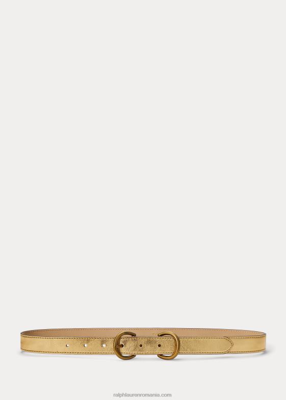 femei Ralph Lauren centura cu inel dublu din piele metalica 046889735