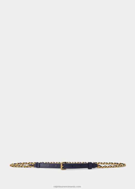 marina rafinată femei Ralph Lauren curea skinny din piele nappa și lanț 046884929