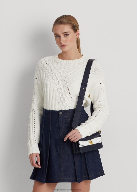 dungă rafinată bleumarin/albă femei Ralph Lauren geantă tip tayler din piele 046885450