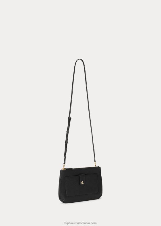 negru femei Ralph Lauren crossbody jamey mediu din piele pietrișată 046885401