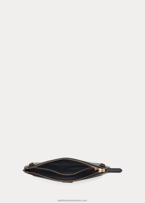negru femei Ralph Lauren crossbody jamey mediu din piele pietrișată 046885401