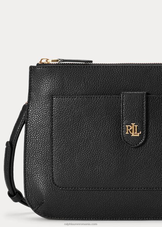 negru femei Ralph Lauren crossbody jamey mediu din piele pietrișată 046885401