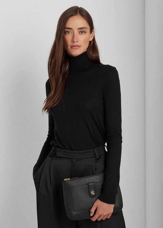 negru femei Ralph Lauren crossbody jamey mediu din piele pietrișată 046885401