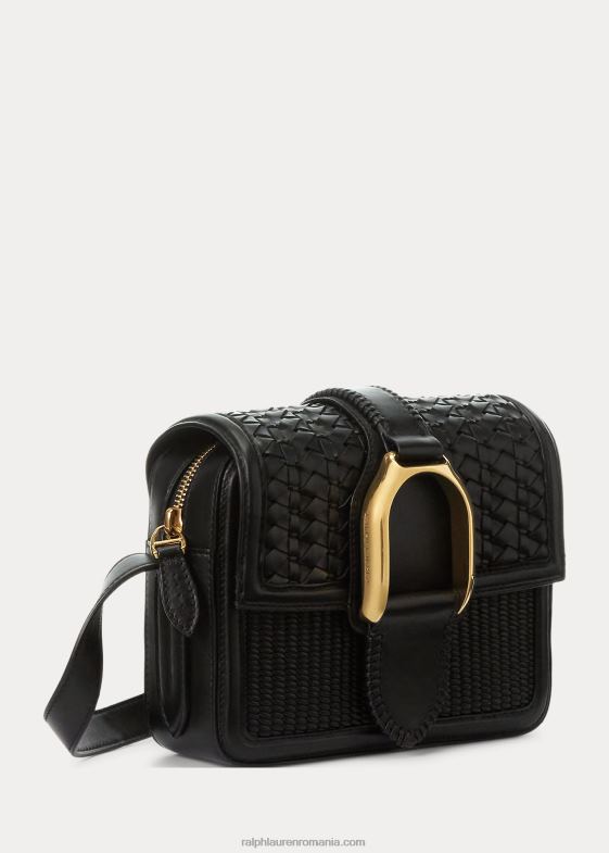 negru femei Ralph Lauren geantă tip crossbody din piele de vițel țesătă 046885262