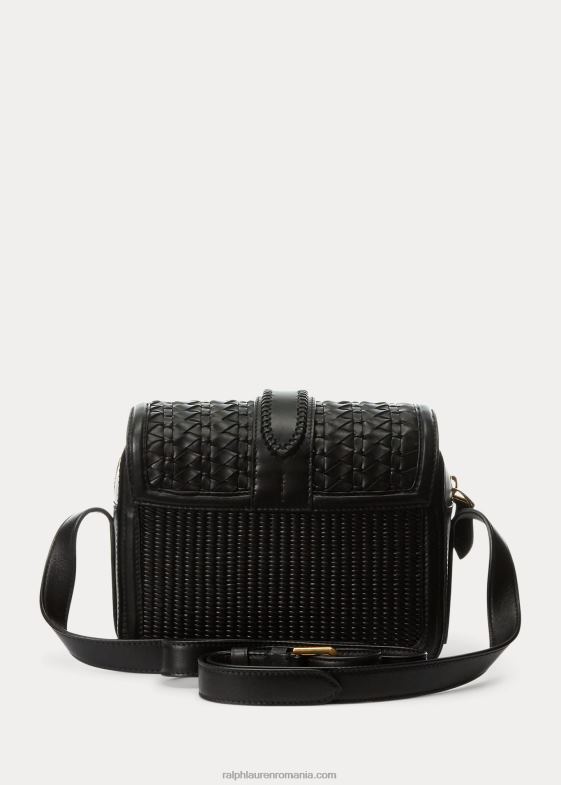 negru femei Ralph Lauren geantă tip crossbody din piele de vițel țesătă 046885262
