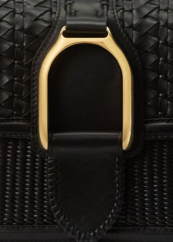 negru femei Ralph Lauren geantă tip crossbody din piele de vițel țesătă 046885262