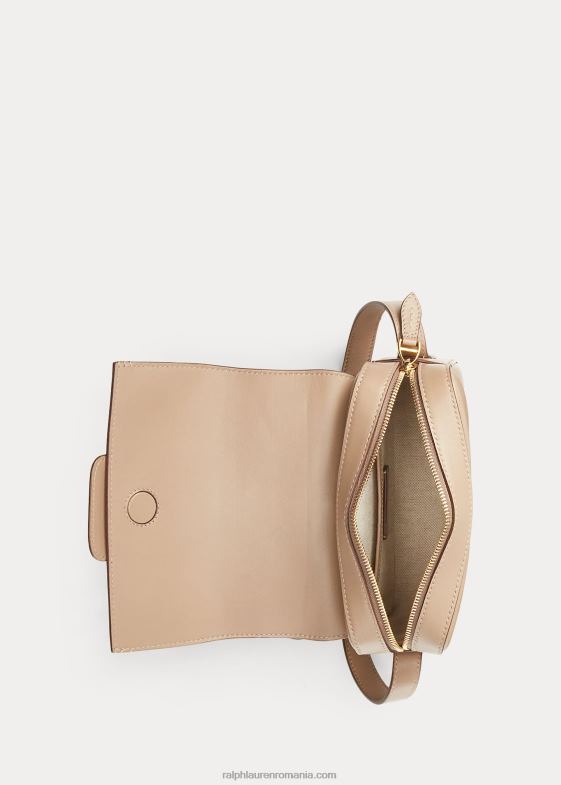 taupe femei Ralph Lauren geantă tip crossbody din piele de vițel 046885258