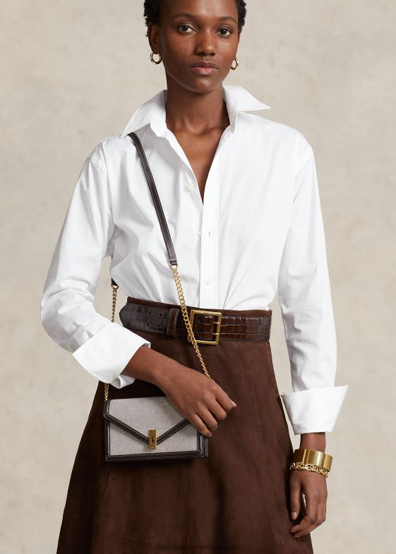 natural/tutun femei Ralph Lauren portofel și geantă cu lanț de pânză polo id 046885178