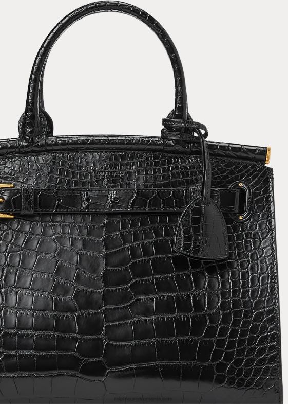 negru femei Ralph Lauren geantă de mână aligator medium rl50 046885293