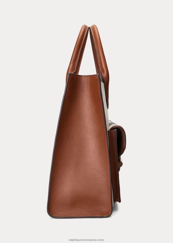 bronz/marin femei Ralph Lauren geantă tote mare symone din pânză 046885417