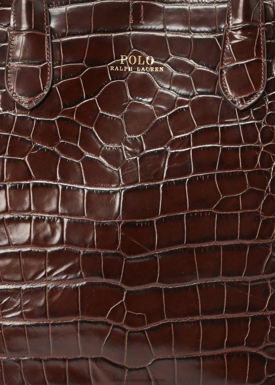 ciocolată femei Ralph Lauren geanta mare bellport în relief 046885224