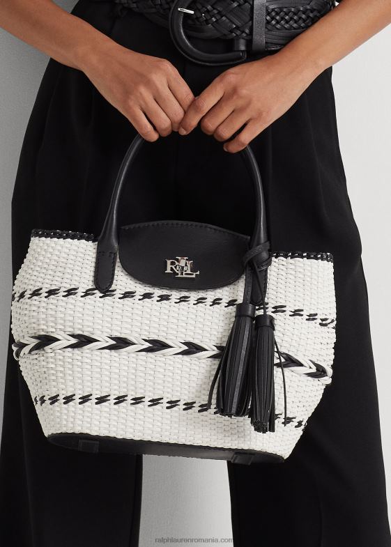 femei Ralph Lauren Geantă mare perri din piele împletită cu geo-motiv 046885420