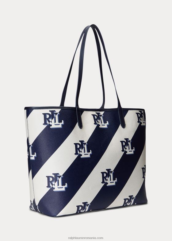 marina rafinată femei Ralph Lauren tote mare collins din pânză acoperită 046885419