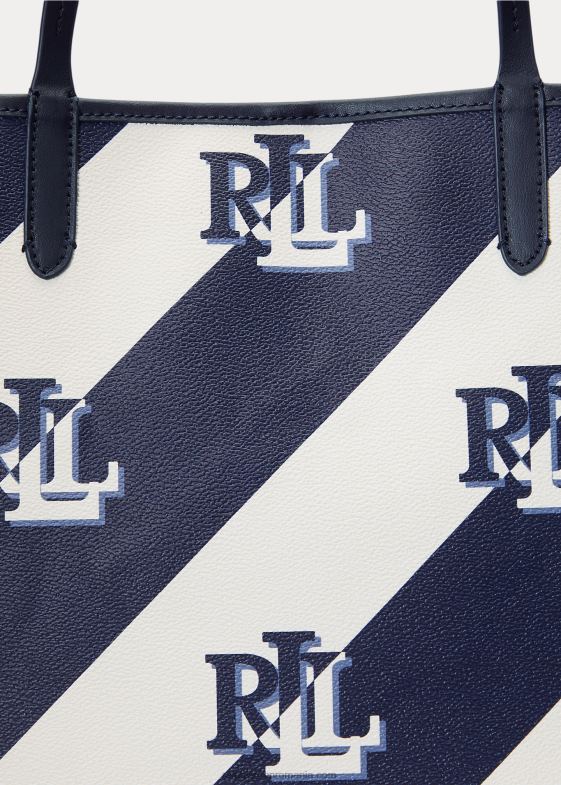 marina rafinată femei Ralph Lauren tote mare collins din pânză acoperită 046885419