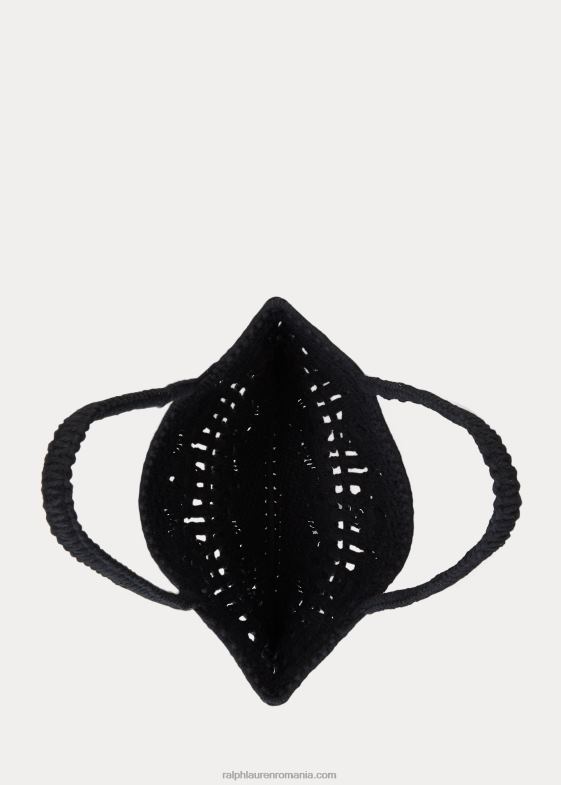 negru femei Ralph Lauren geantă tote mare cora macrame 046885424