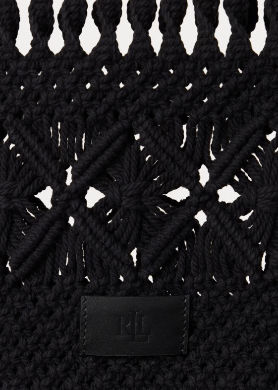 negru femei Ralph Lauren geantă tote mare cora macrame 046885424