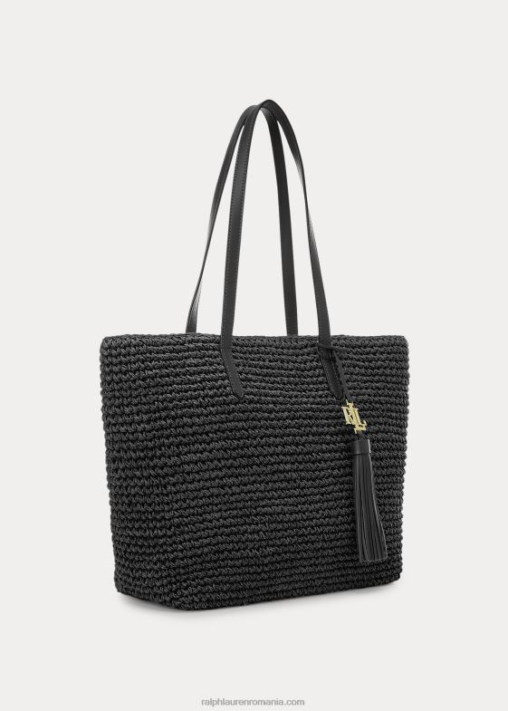 negru femei Ralph Lauren toc mediu de paie Whitney 046885423
