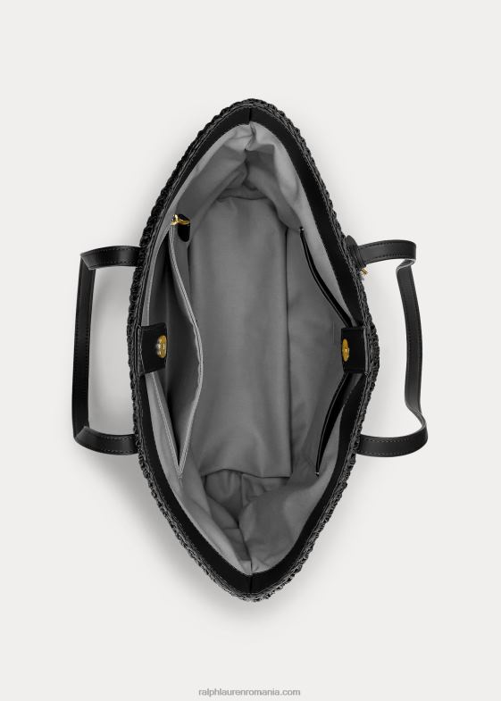 negru femei Ralph Lauren toc mediu de paie Whitney 046885423