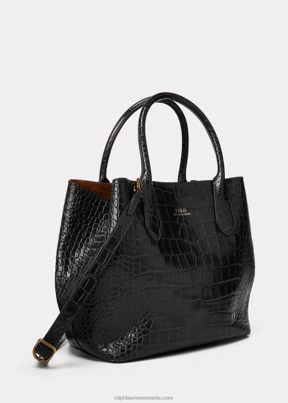 negru femei Ralph Lauren toc tip bellport mediu în relief 046885217