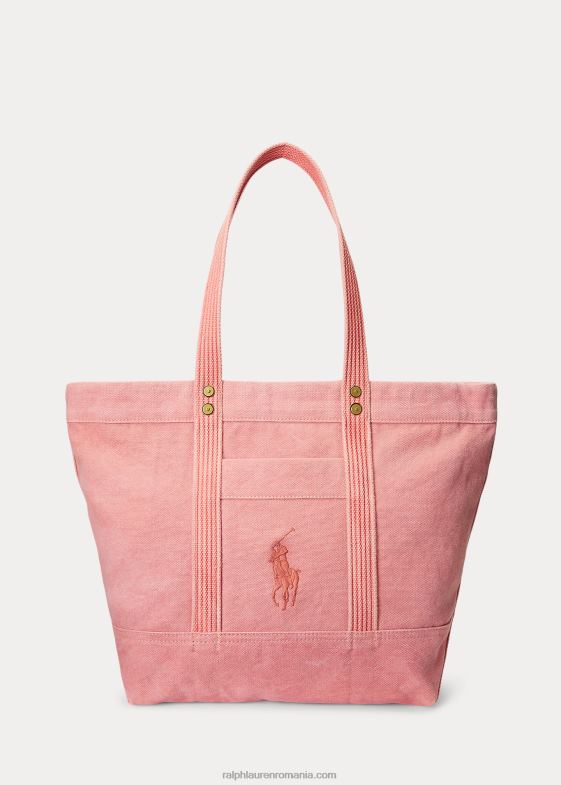 roșu femei Ralph Lauren geantă tote medie din pânză 046885239