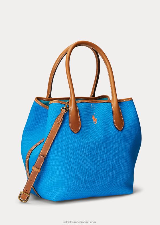 turcoaz ghețar/marin femei Ralph Lauren toc tip bellport mediu de pânză reversibil 046885192