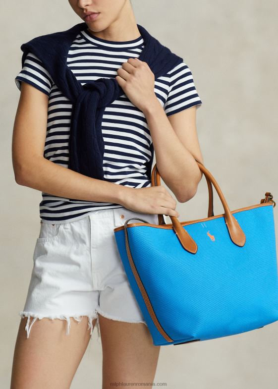 turcoaz ghețar/marin femei Ralph Lauren toc tip bellport mediu de pânză reversibil 046885192