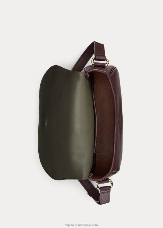 bordeaux femei Ralph Lauren geantă de umăr din piele de vițel 046885280