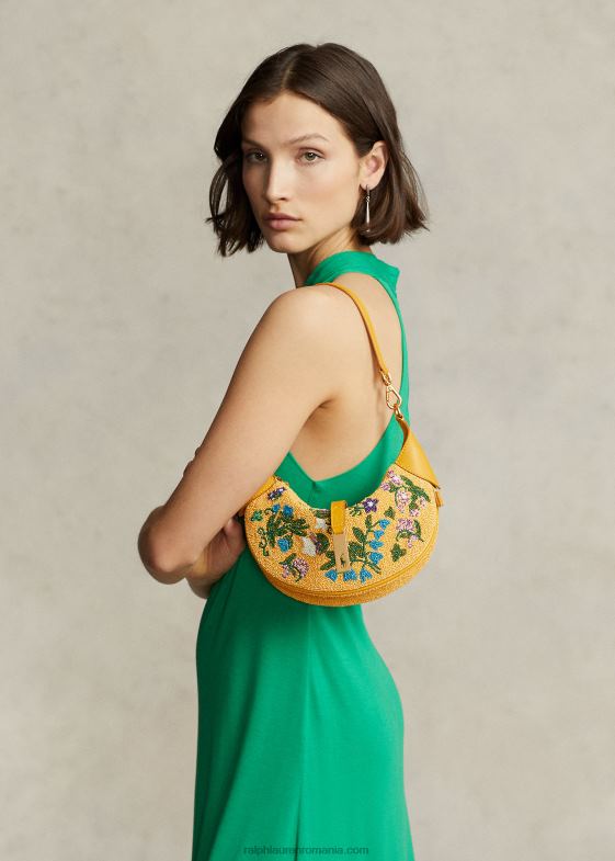 muștar multi femei Ralph Lauren mini geantă de umăr polo id cu margele florale 046885138