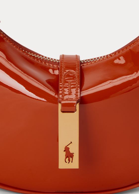 portocaliu apus de soare femei Ralph Lauren geantă de umăr polo id patent mini 046885135
