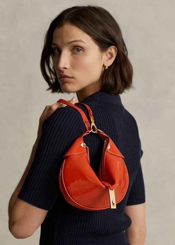 portocaliu apus de soare femei Ralph Lauren geantă de umăr polo id patent mini 046885135