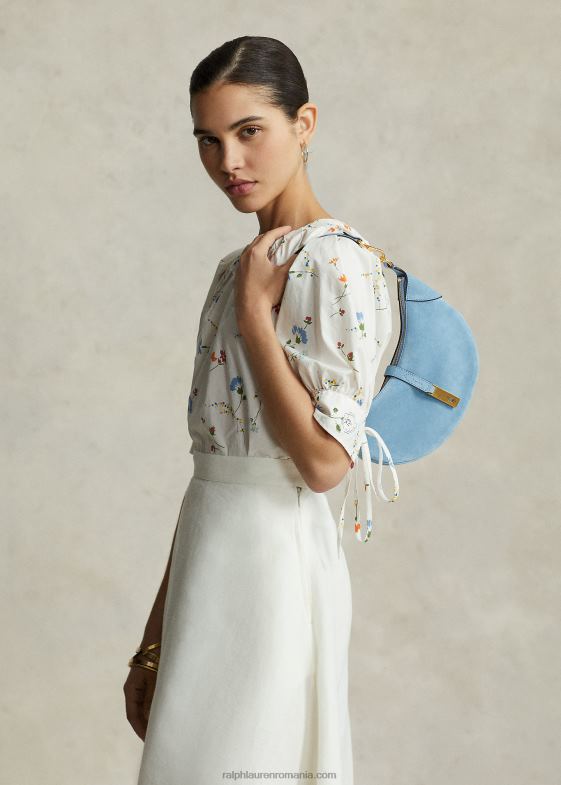 pudra albastra femei Ralph Lauren geantă de umăr polo id din piele intoarsa 046885133