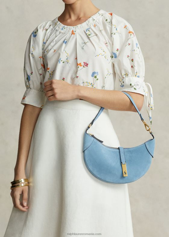 pudra albastra femei Ralph Lauren geantă de umăr polo id din piele intoarsa 046885133