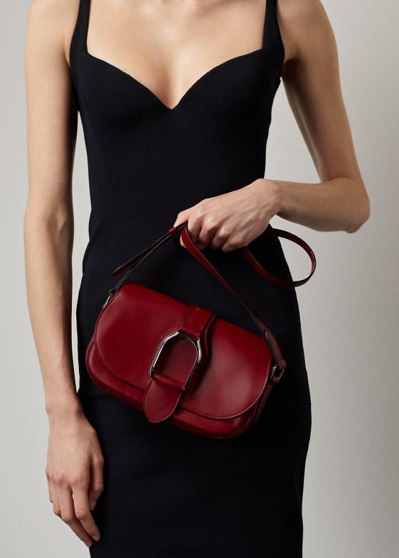 rosu intens femei Ralph Lauren geantă de umăr din piele de vițel 046885278