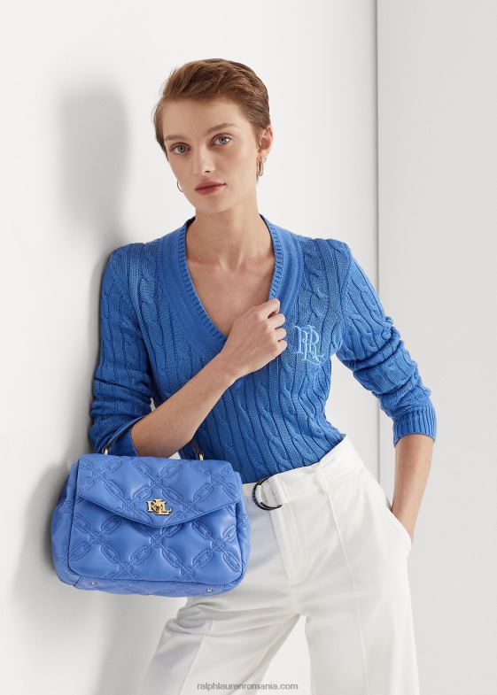 albastru noua anglie femei Ralph Lauren ghiozdan farrah mediu din piele matlasata 046885406