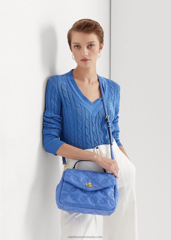 albastru noua anglie femei Ralph Lauren ghiozdan farrah mediu din piele matlasata 046885406