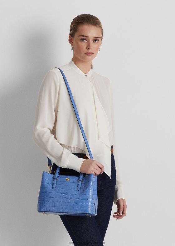 albastru noua anglie femei Ralph Lauren ghiozdan marcy mediu din piele gofrată 046885457