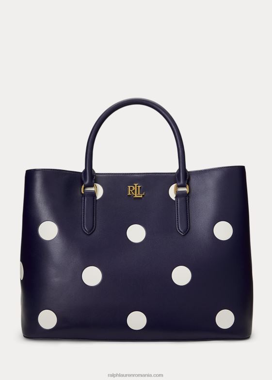 bleumarin rafinat/vanilie femei Ralph Lauren ghiozdan mare din piele cu buline 046885364