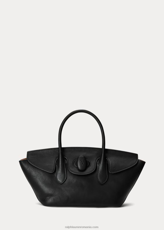 negru femei Ralph Lauren ghiozdan mediu din piele cerata 046885231