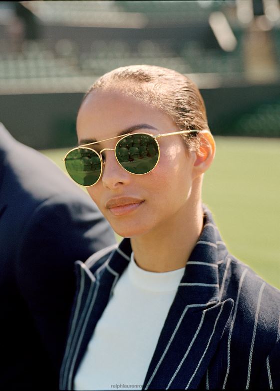 aur strălucitor femei Ralph Lauren ochelari de soare Wimbledon Panto 046885471