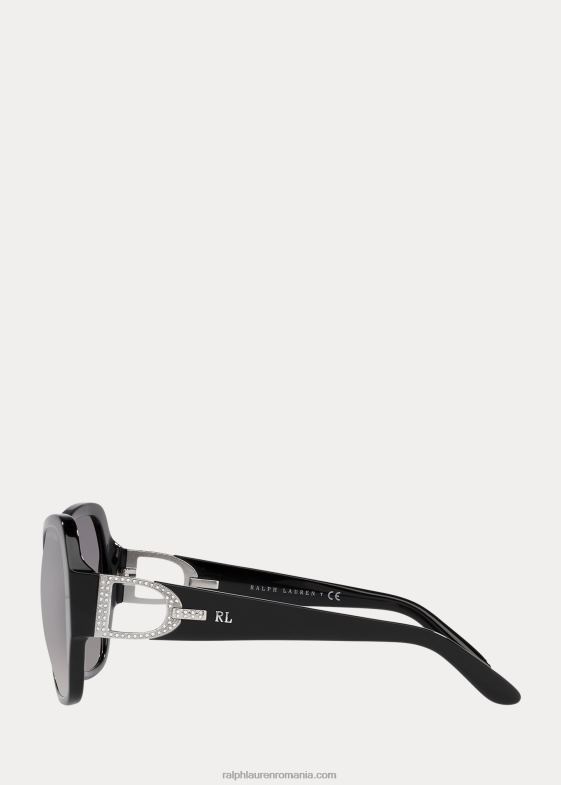 negru strălucitor femei Ralph Lauren ochelari de soare etrier pave 046885581