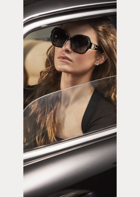 negru strălucitor femei Ralph Lauren ochelari de soare etrier pave 046885581