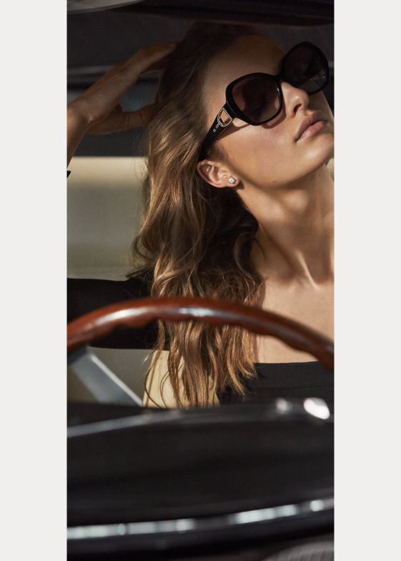 negru strălucitor femei Ralph Lauren ochelari de soare etrier pave 046885581